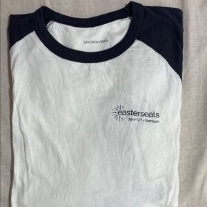 Sport-Tek Men's White and Navy Raglan Tee XL